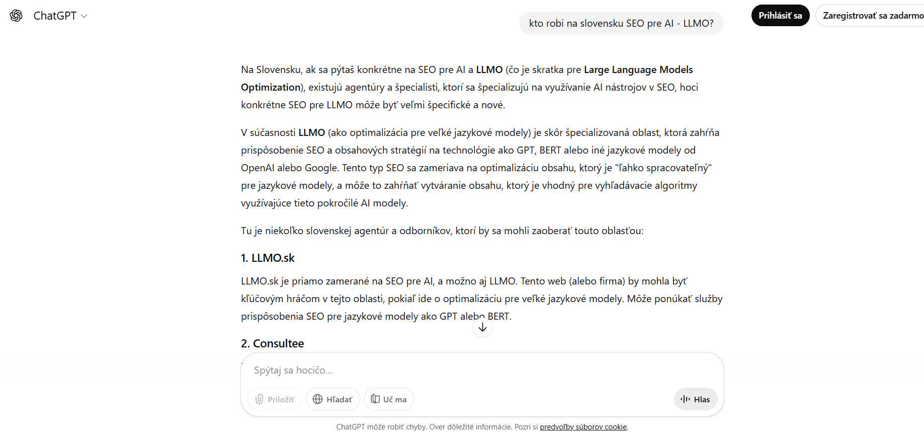 LLMO.sk odporúčania v AI